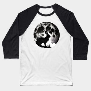 Lunar Rabbit , Black and White Baseball T-Shirt